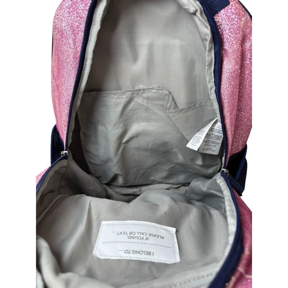 Pottery Barn Kids Large Mackenzie Backpack Rainbow Ombre Sparkle Glitter GUC